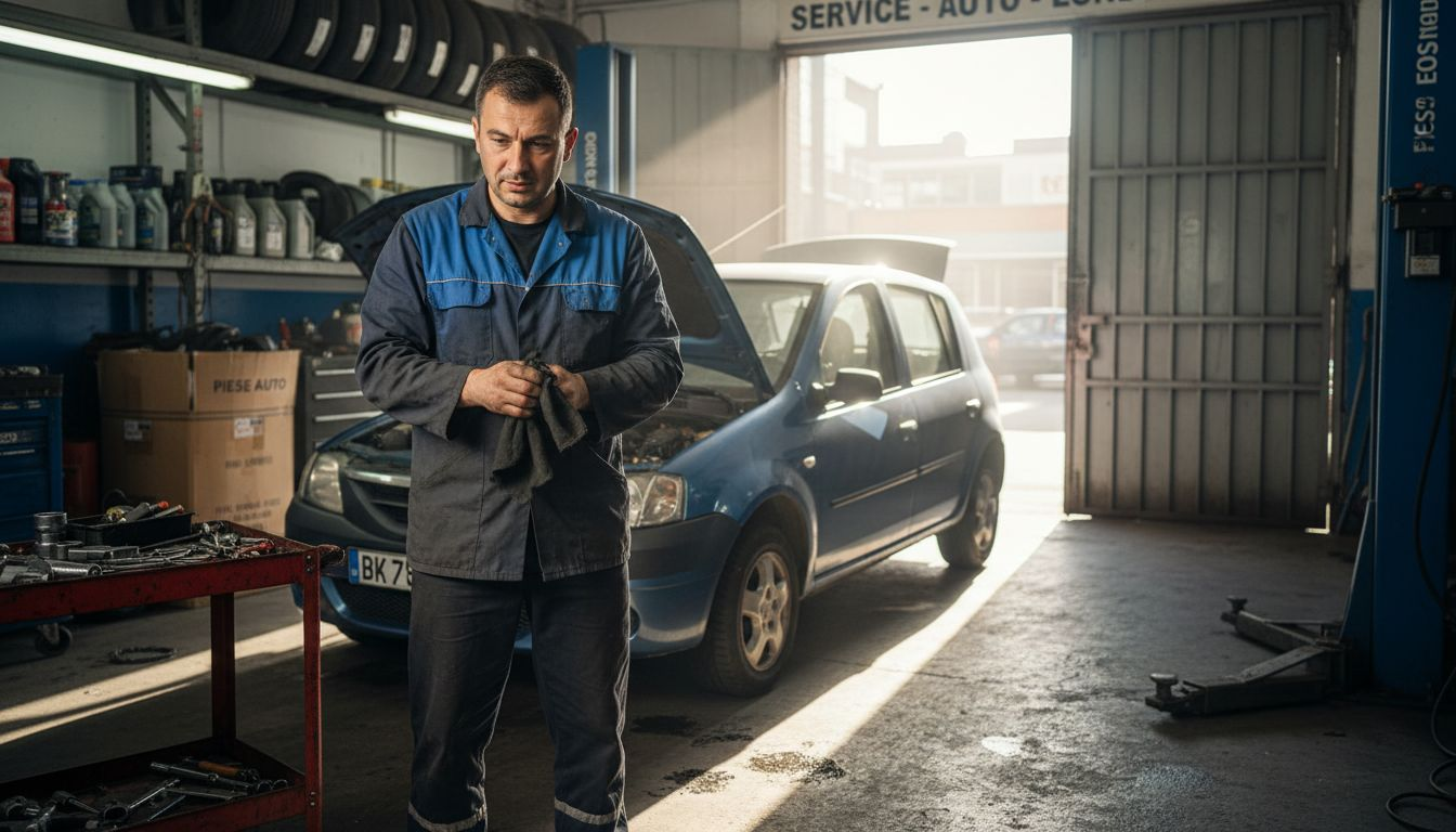 Mecanic român care lucrează într-un service auto din Londra