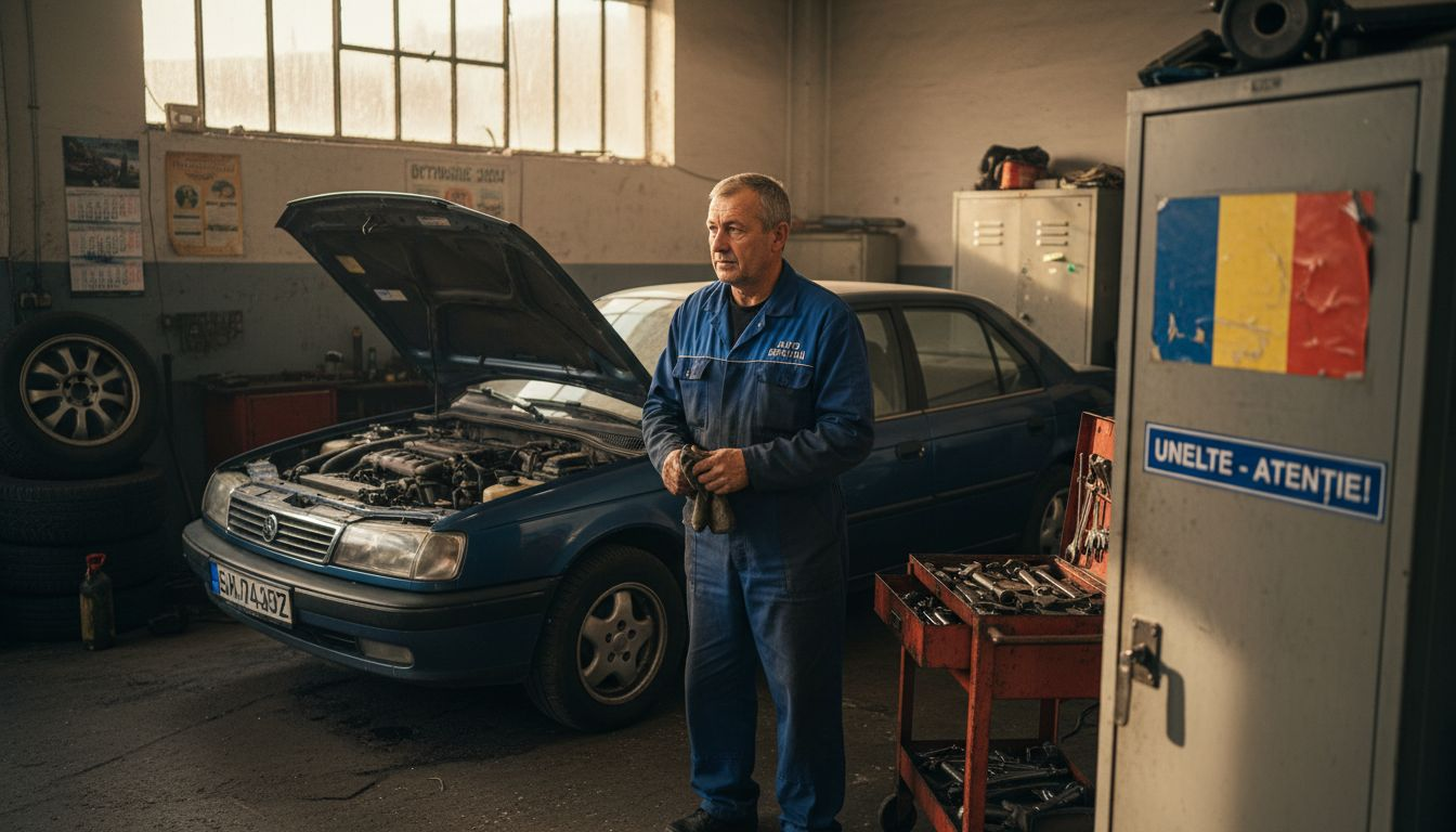 Mecanic român care lucrează într-un service auto din Londra